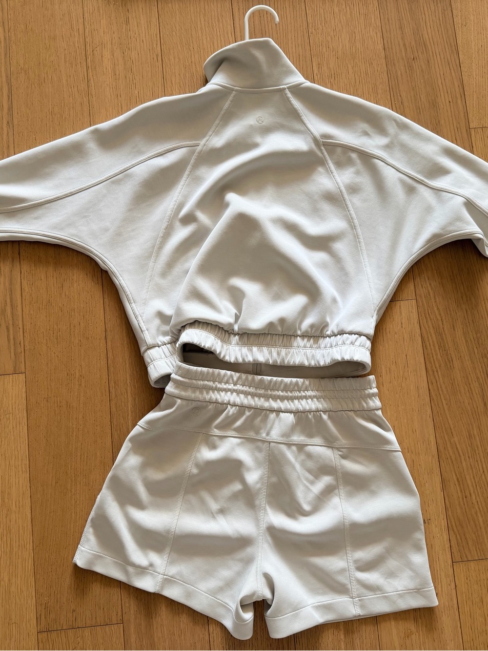 Lululemon Cropped Zip Jacket & Drawstring Shorts Set in Bone - Picture 3 of 4
